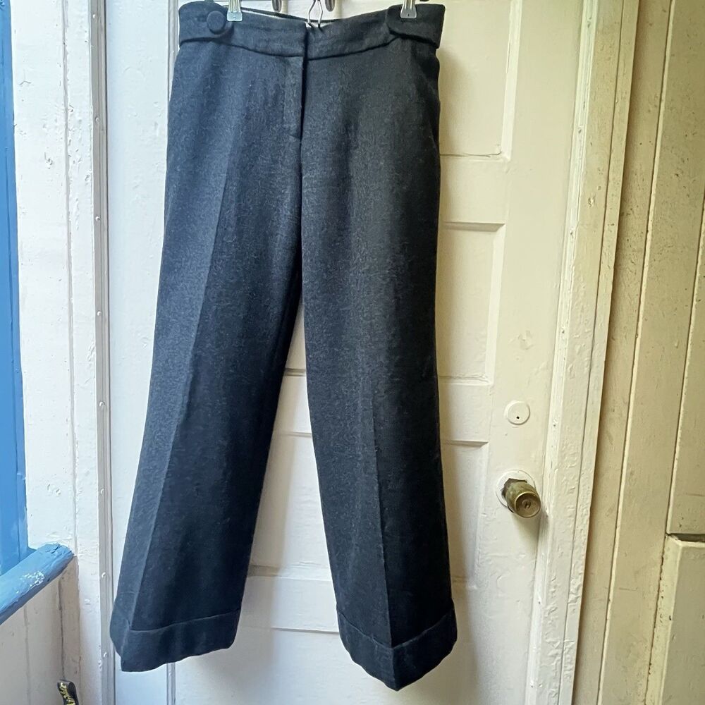 J. Crew Favorite Fit 100% Wool Wide Leg Dress Pants Camel Size 8 Lined Cuffed